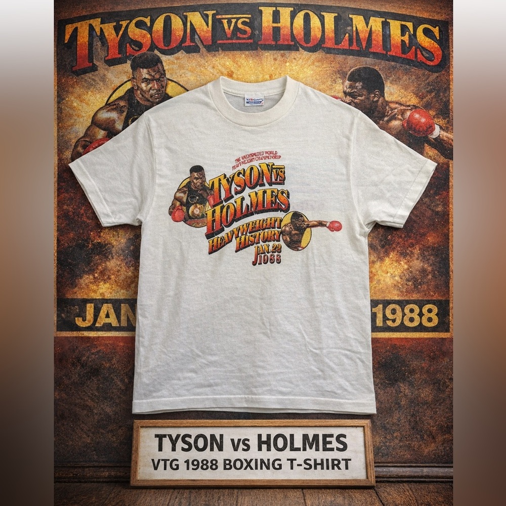 RARE Vintage 80s Mike Tyson Larry Holmes Trump Single Stitch Don King Shirt M